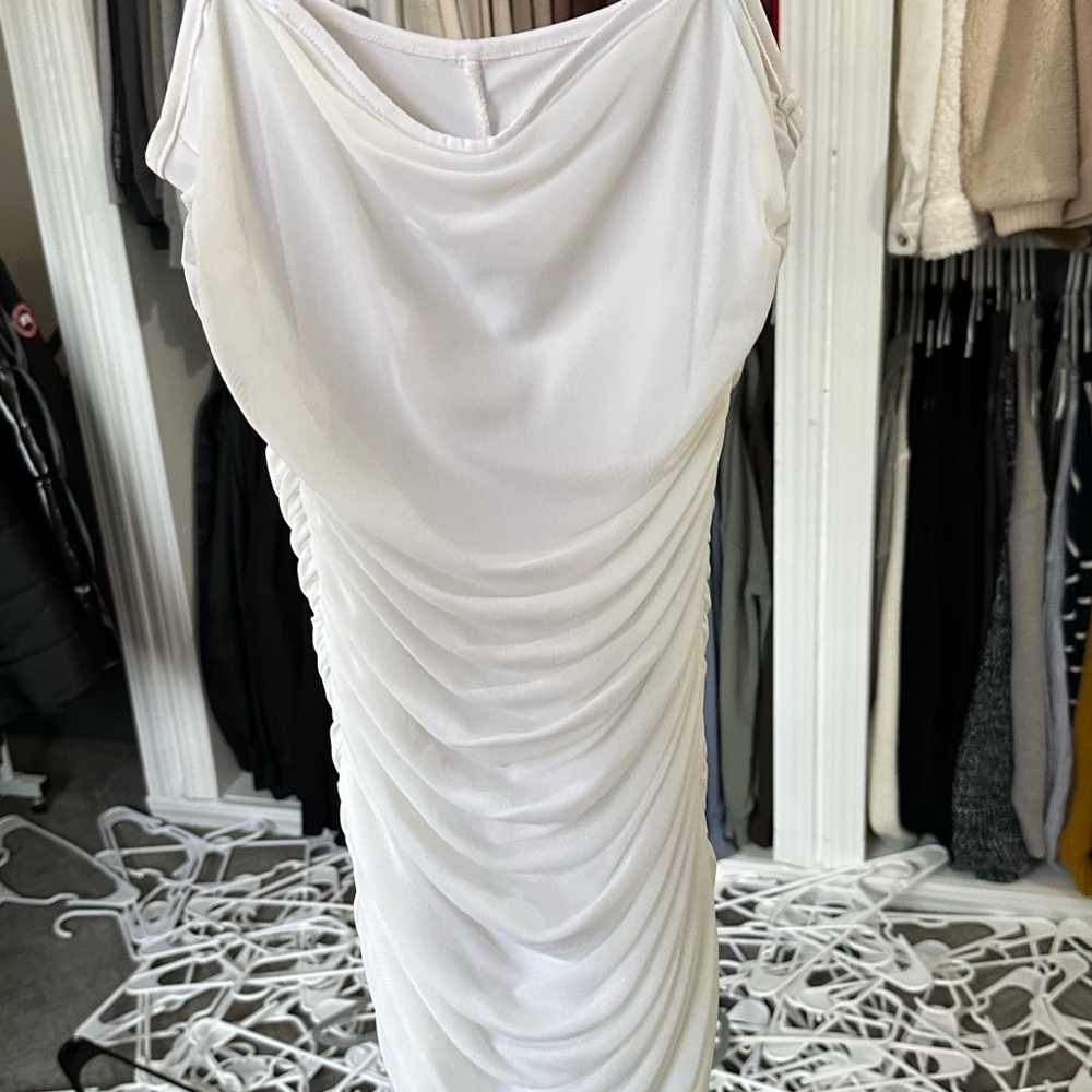 Elegant White Draped Dress